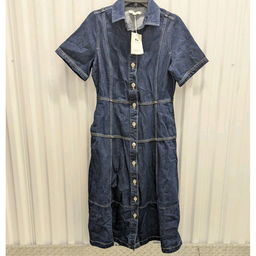 Y2K Western Cowgirl Denim Midi Dress Boho Cottagecore Button Front NWT Small - Picture 3 of 12